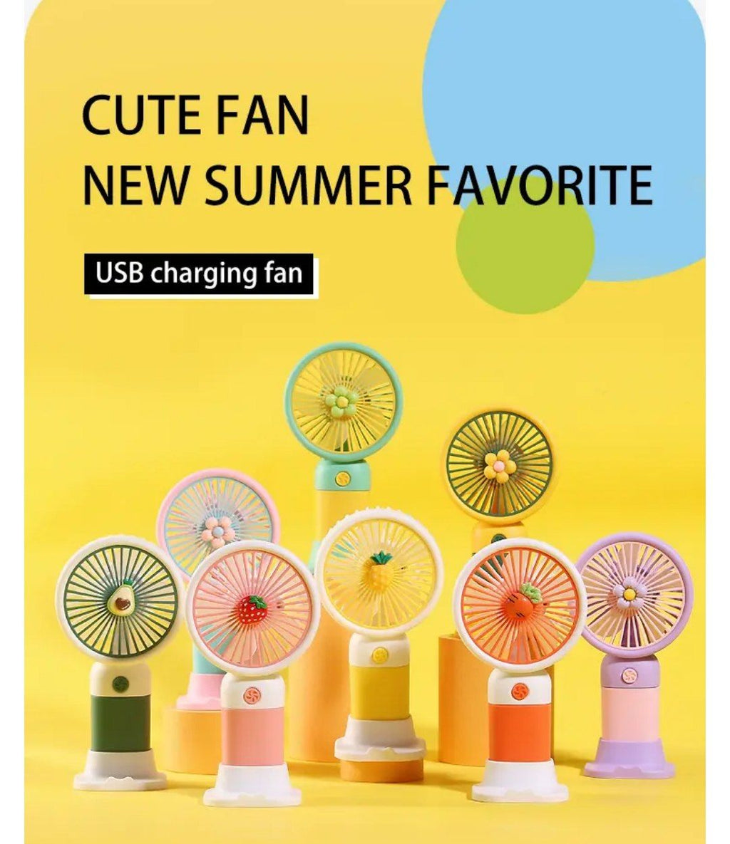 Cute Cartoon Mini USB Fan – handheld, lightweight, and ultra-quiet, designed