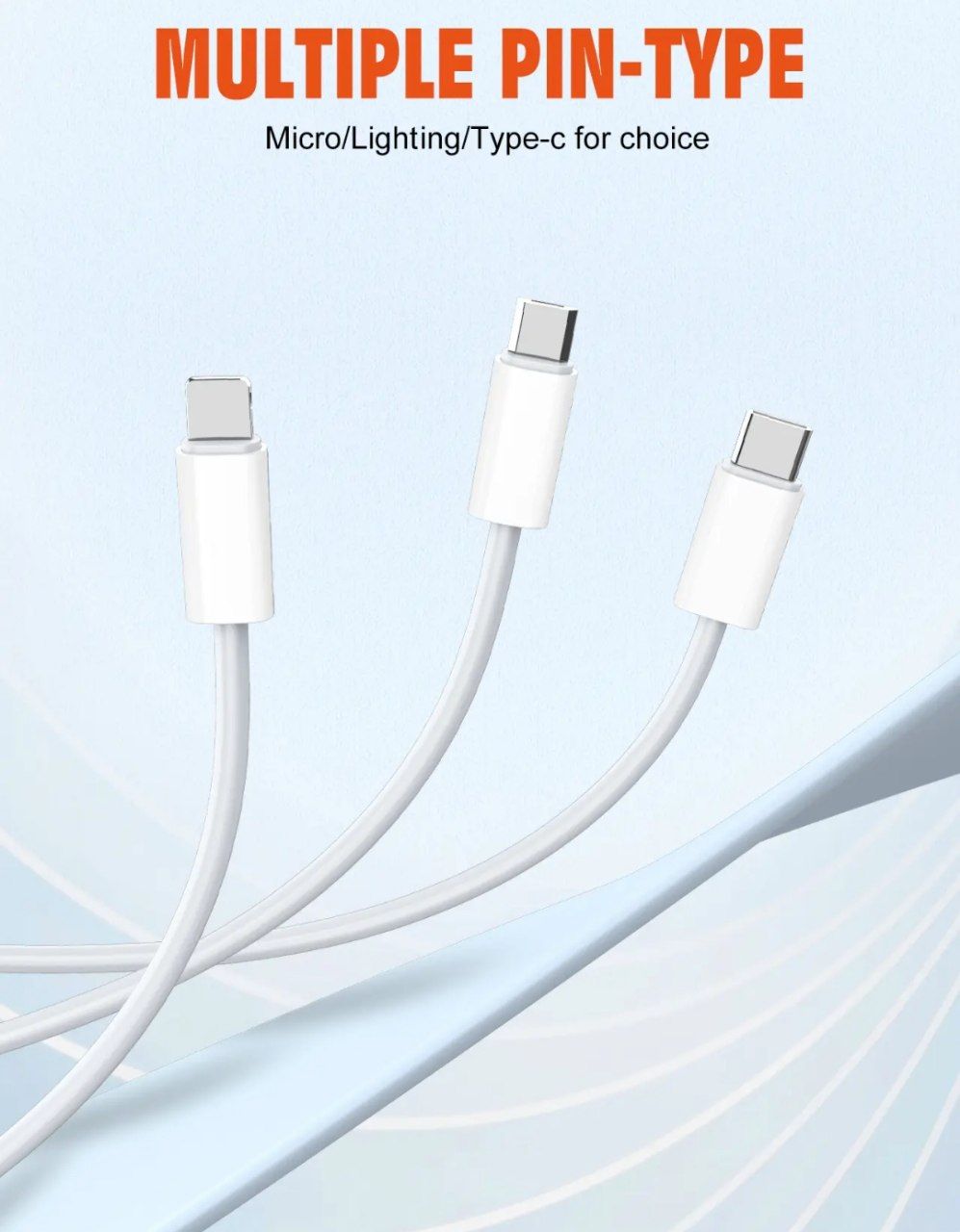 Premium Smartphone Accessories 1-Meter 25W PD Fast Charging Data Cable Set with USB 2.0, Micro USB, Type-C