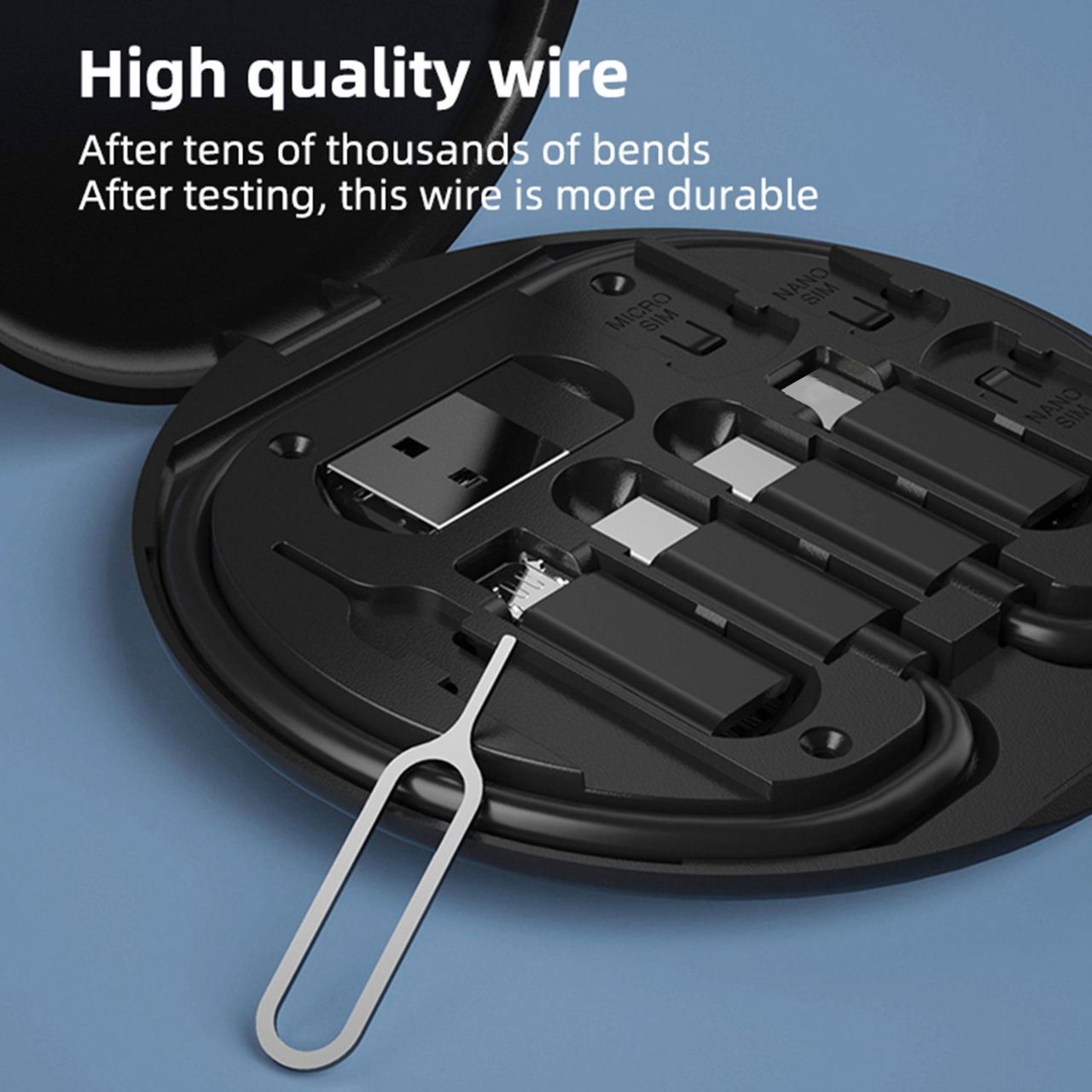 Portable 6-in-1 Multi-Functional Storage Box with built-in data cable