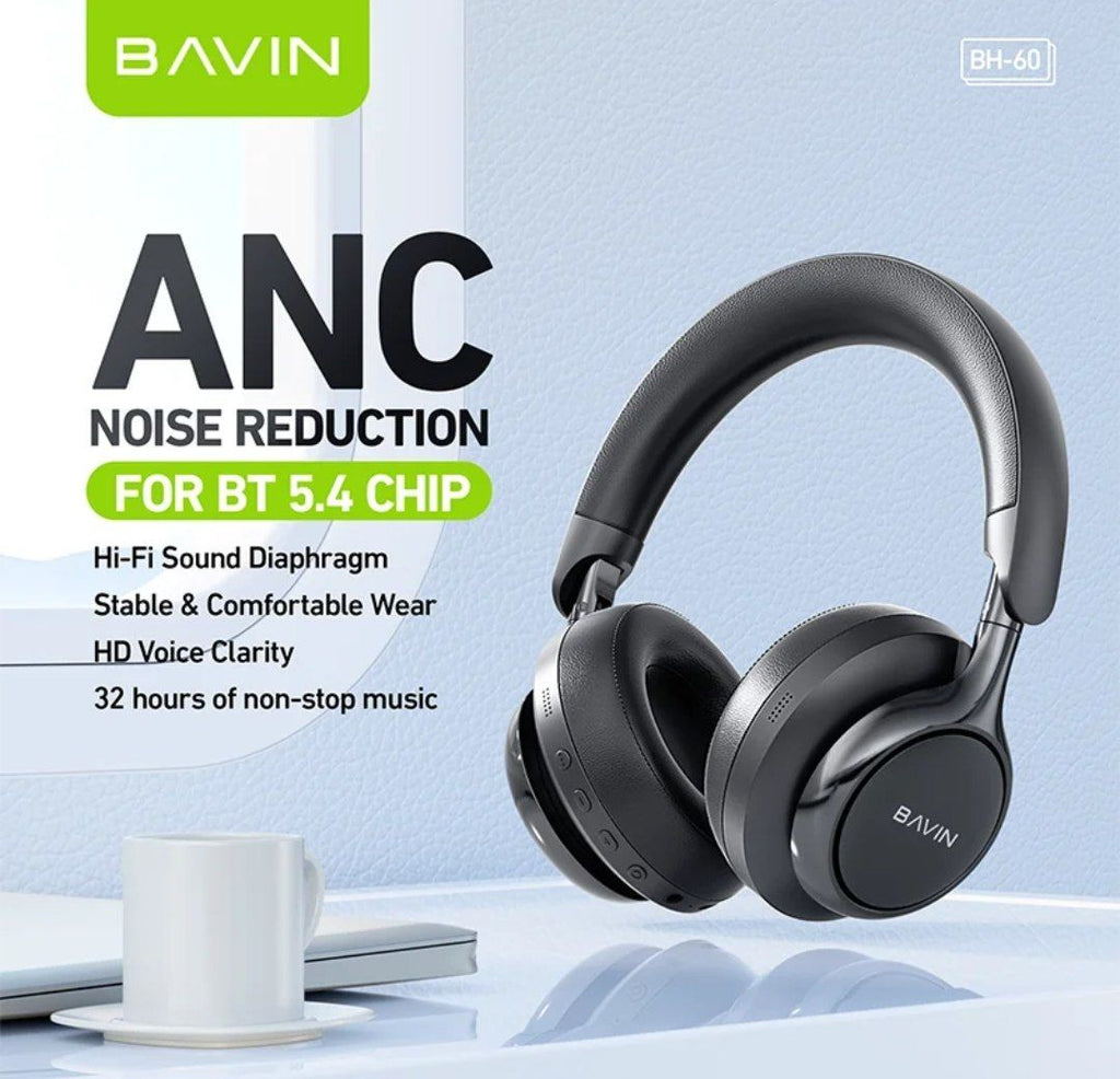 ‎Premium BAVIN BH66 Fold-Flat HiFi Gaming Headset featuring spatial sound, Bluetooth 5.4, and wireless over-ear comfort.