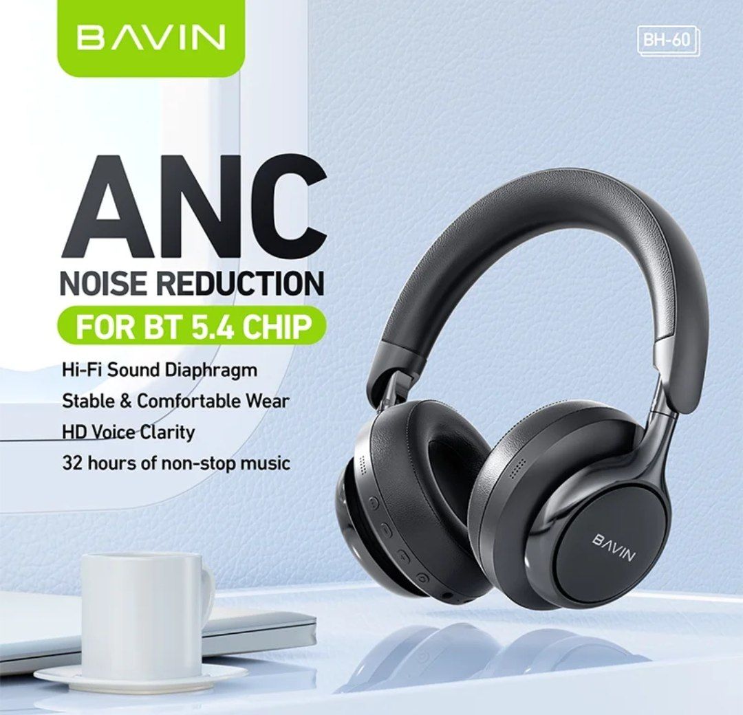 ‎Premium BAVIN BH66 Fold-Flat HiFi Gaming Headset featuring spatial sound, Bluetooth 5.4, and wireless over-ear comfort.