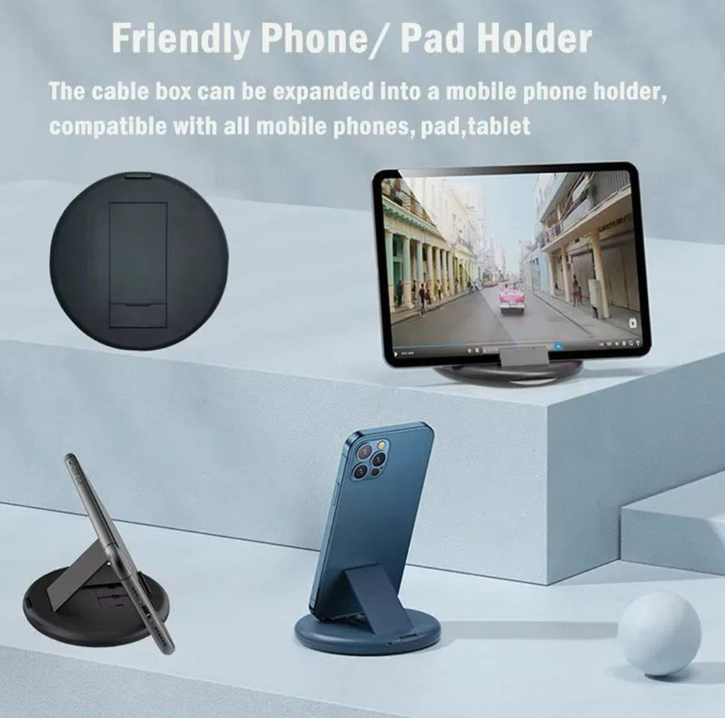 Portable 6-in-1 Multi-Functional Storage Box with built-in data cable